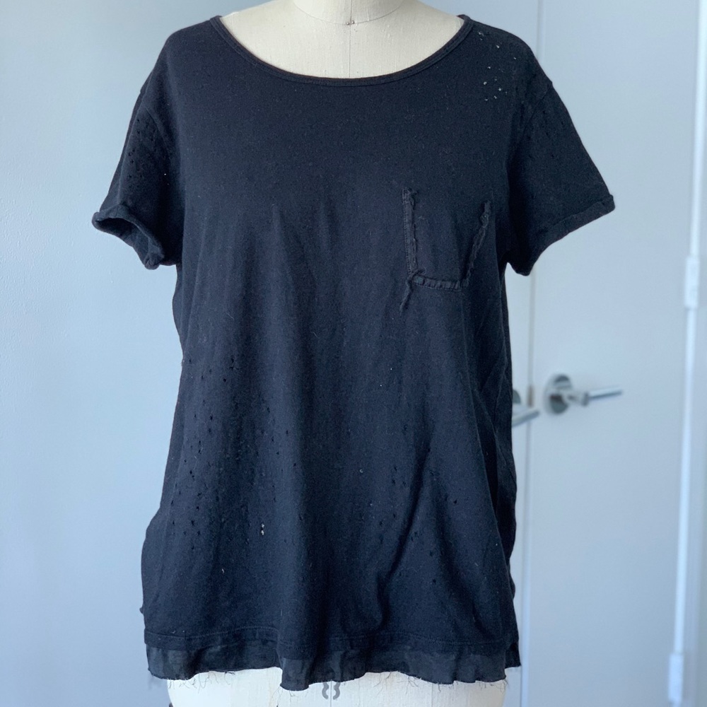 RTA black distressed t shirt with holes